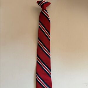 Red Striped Boys Clip On Tie